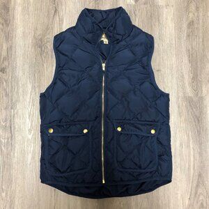 Woolrich Women's Size Small Full Zip Quilted Vest Duck Down Feathers Fill Navy